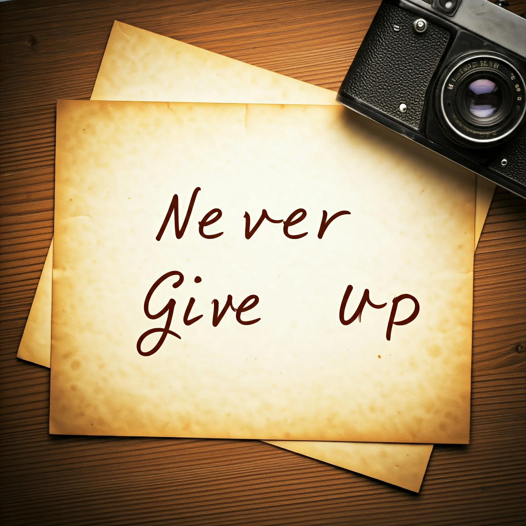 The motivational image of Never give up